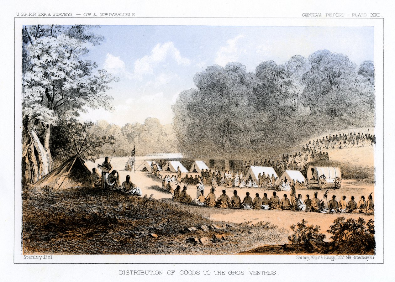 Distributie van goederen aan de Gros Ventres 26 augustus 1853 door John Mix Stanley