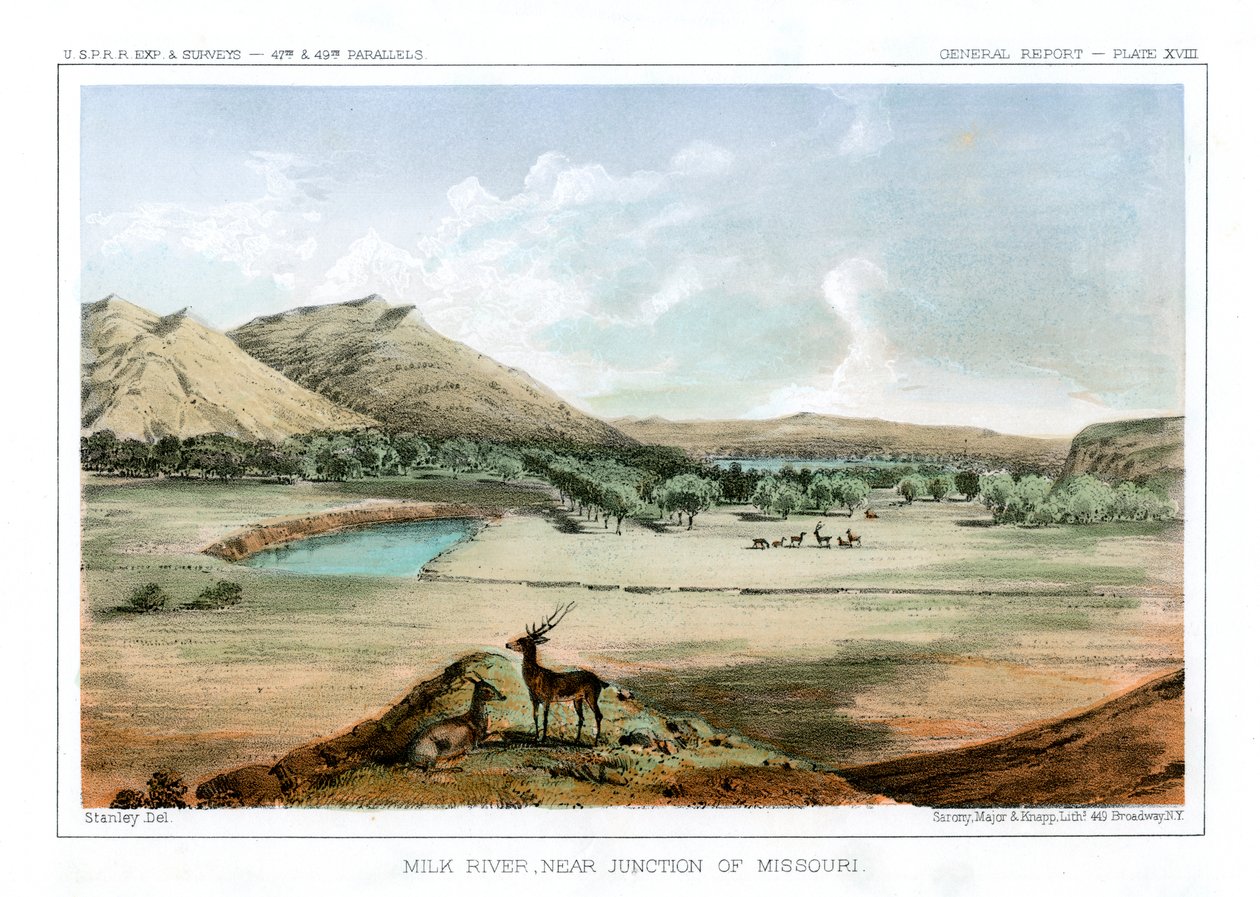 Milk River, Bij de Samenvloeiing van de Missouri, 1856 door John Mix Stanley