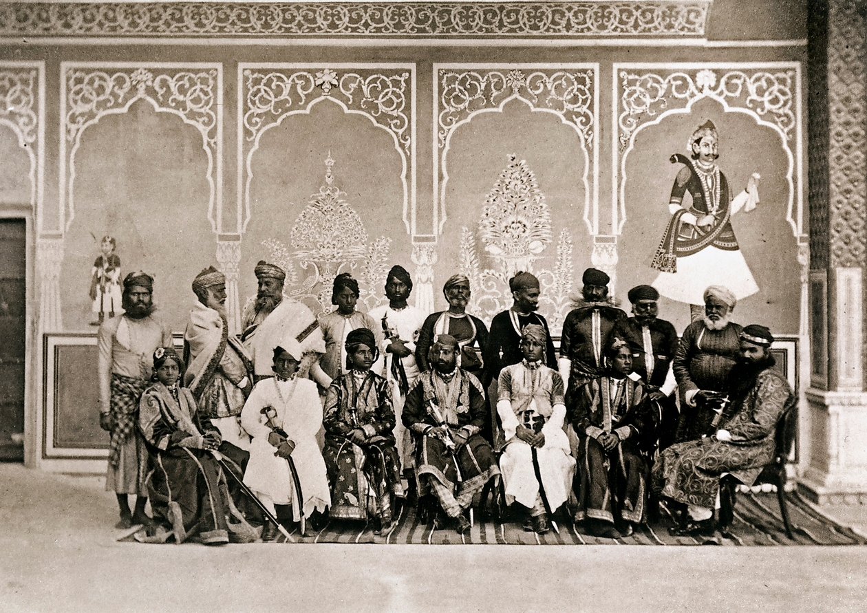 De mannen van het hof van Ram Singh III, Maharaja van Jaipur door John Murray