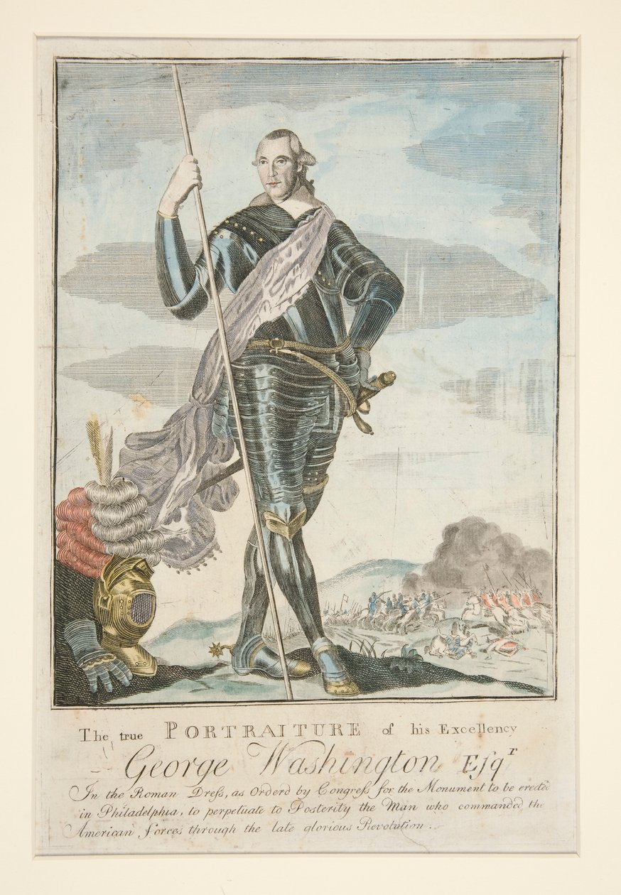 Het ware portret van zijn excellentie George Washington Esqr. in Romeinse kleding door John Norman