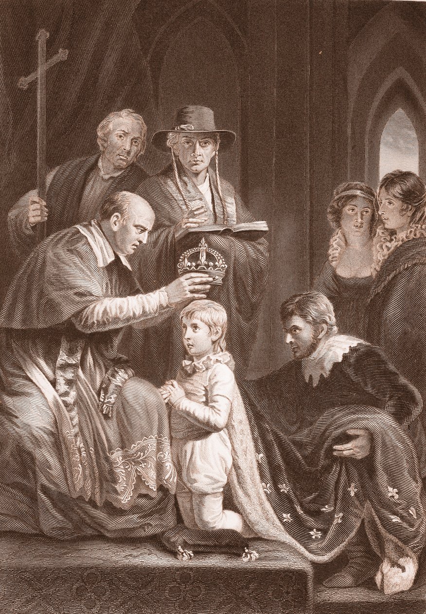 De kroning van Hendrik VI, gegraveerd door A.H. Payne door John Opie