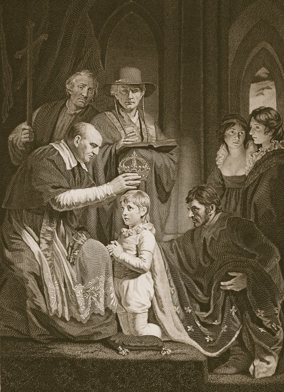 De kroning van Hendrik VI, gegraveerd door T. Holloway, illustratie uit David Hume