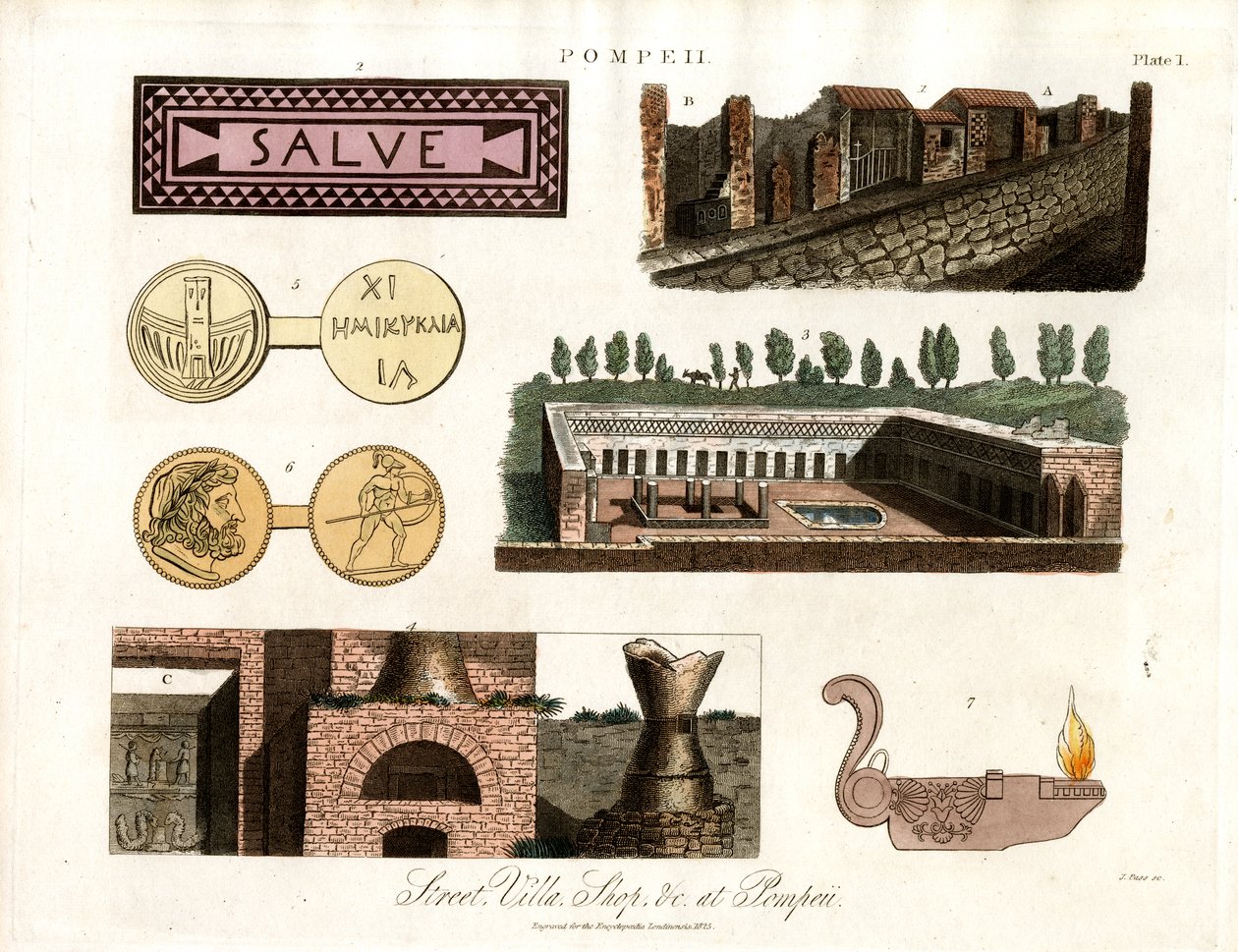 Oude artefacten en gebouwen in Pompeii door John Pass