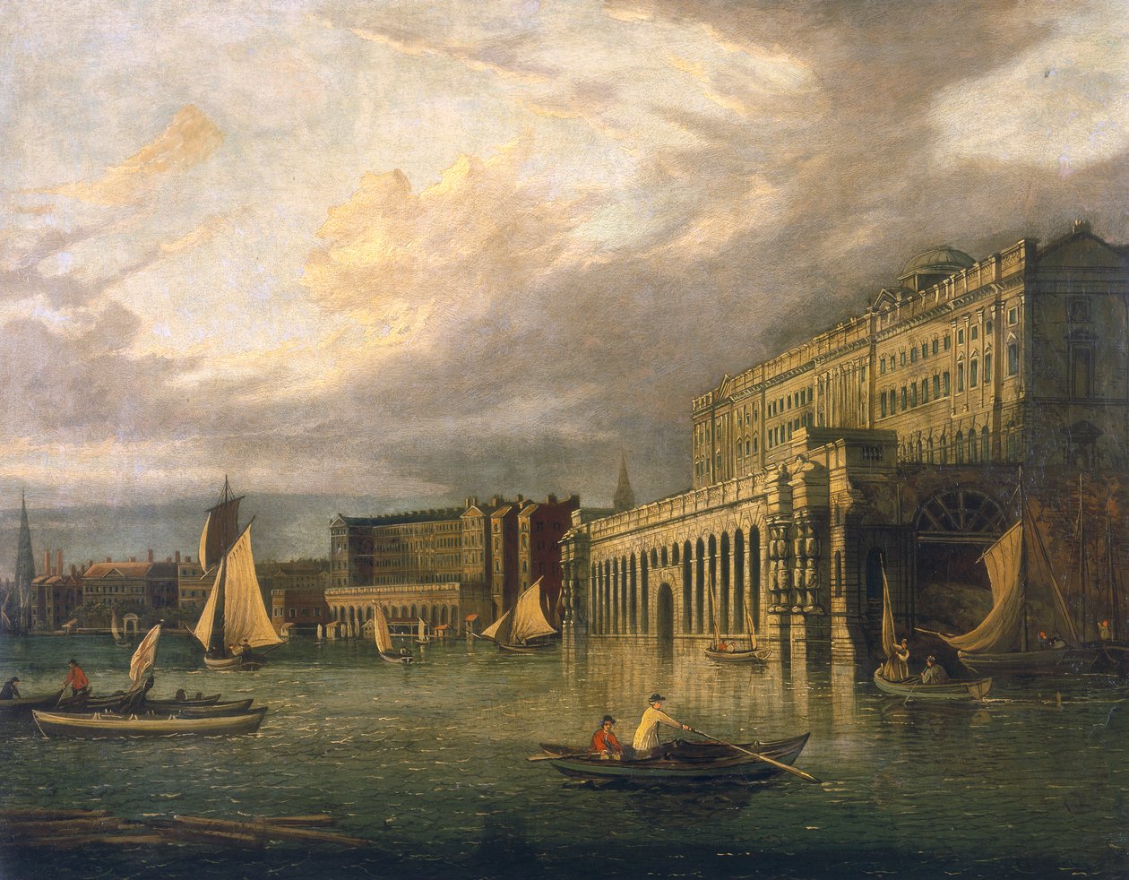 Somerset House en de Adelphi vanaf de rivier door John Paul