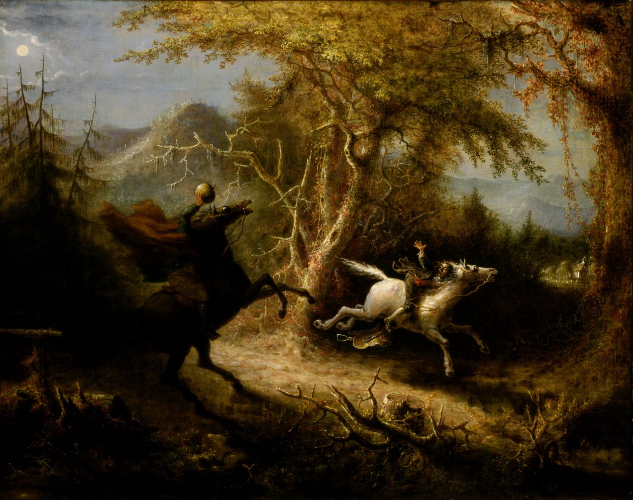 De Onthoofde Ruiter Achtervolgt Ichabod Crane door John Quidor