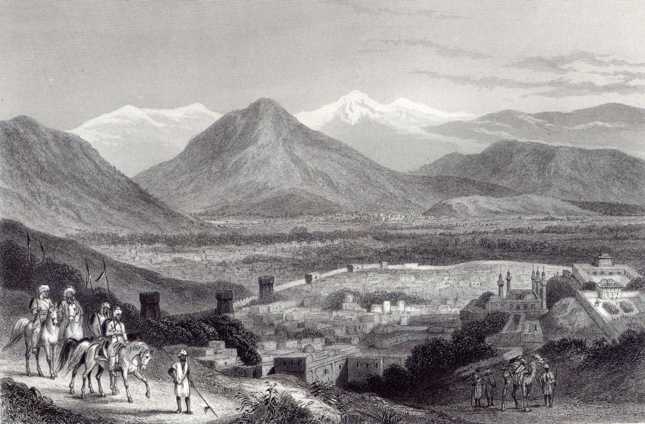Kabul vanaf de Bala Hissar, gegraveerd door J. Stephenson, ca. 1870 door John Ramage