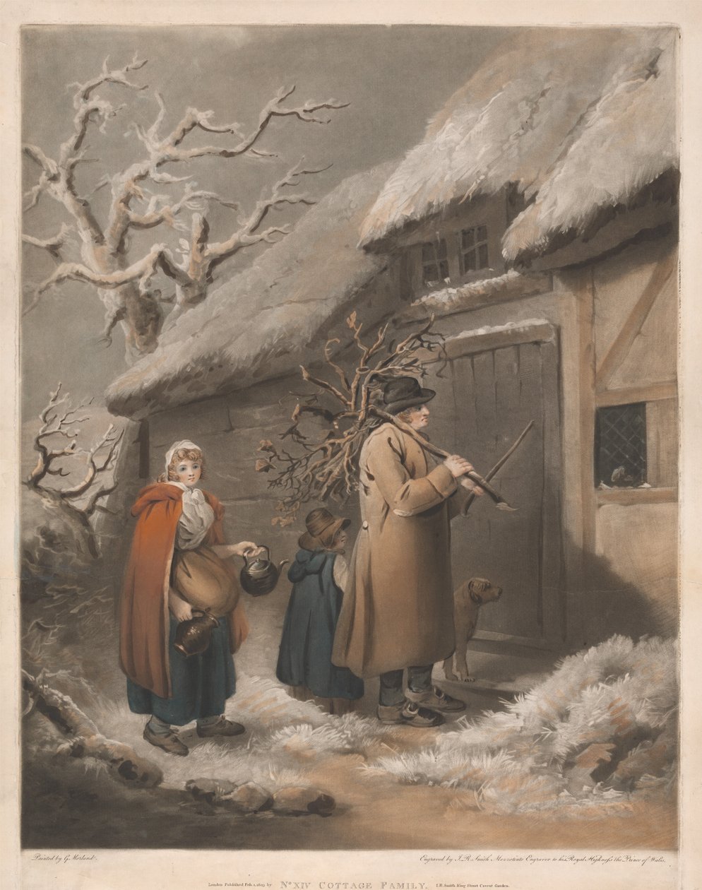 Familie in een cottage door John Raphael Smith