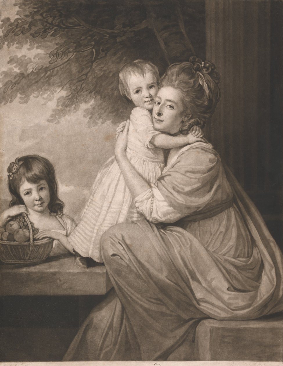 Mevrouw Stables en haar twee dochters Harriet en Maria door John Raphael Smith