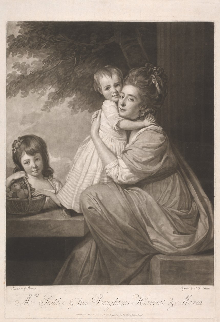 Mevrouw Stables en twee dochters, Harriet en Maria door John Raphael Smith