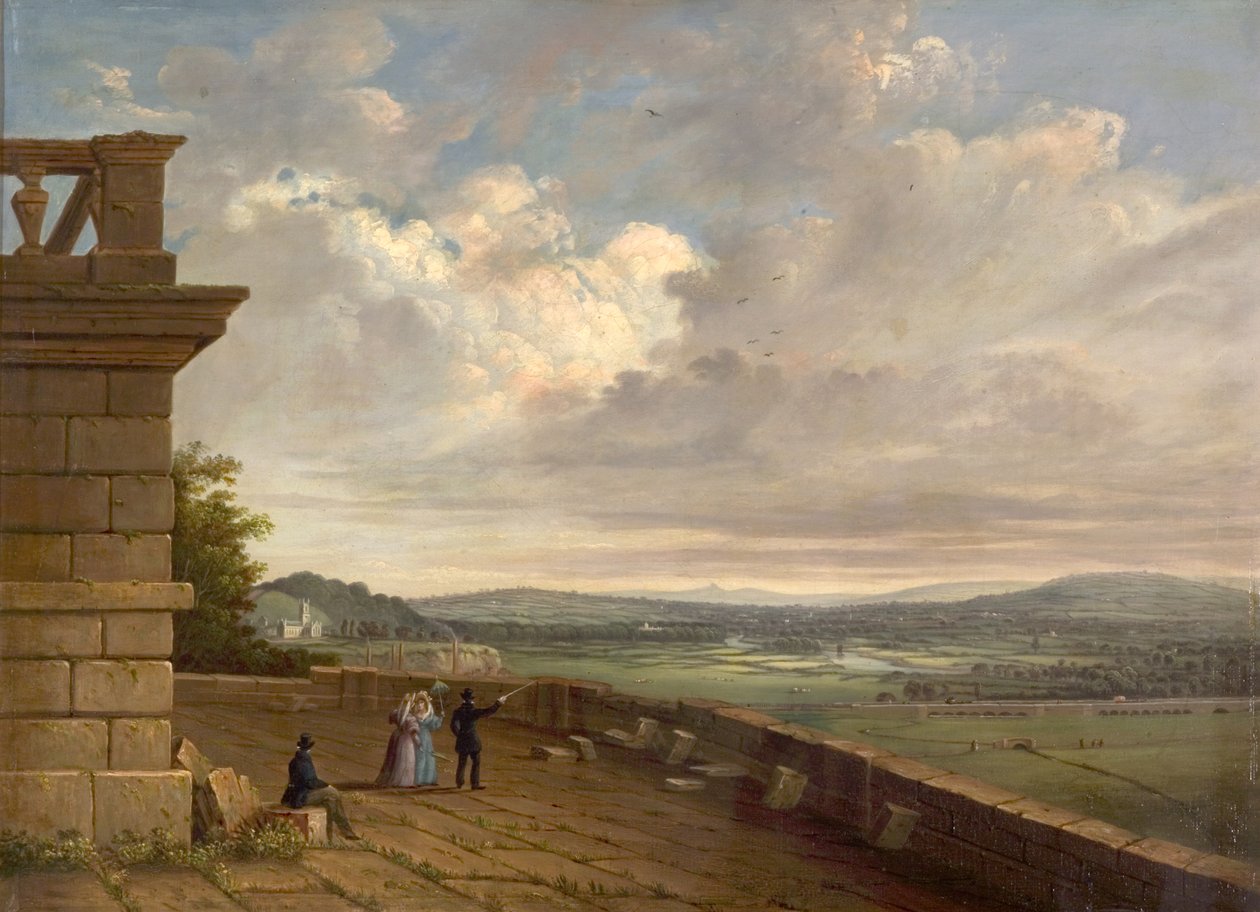 Uitzicht vanaf het terras van Nottingham Castle naar het oosten, ca. 1845 door John Rawson Walker