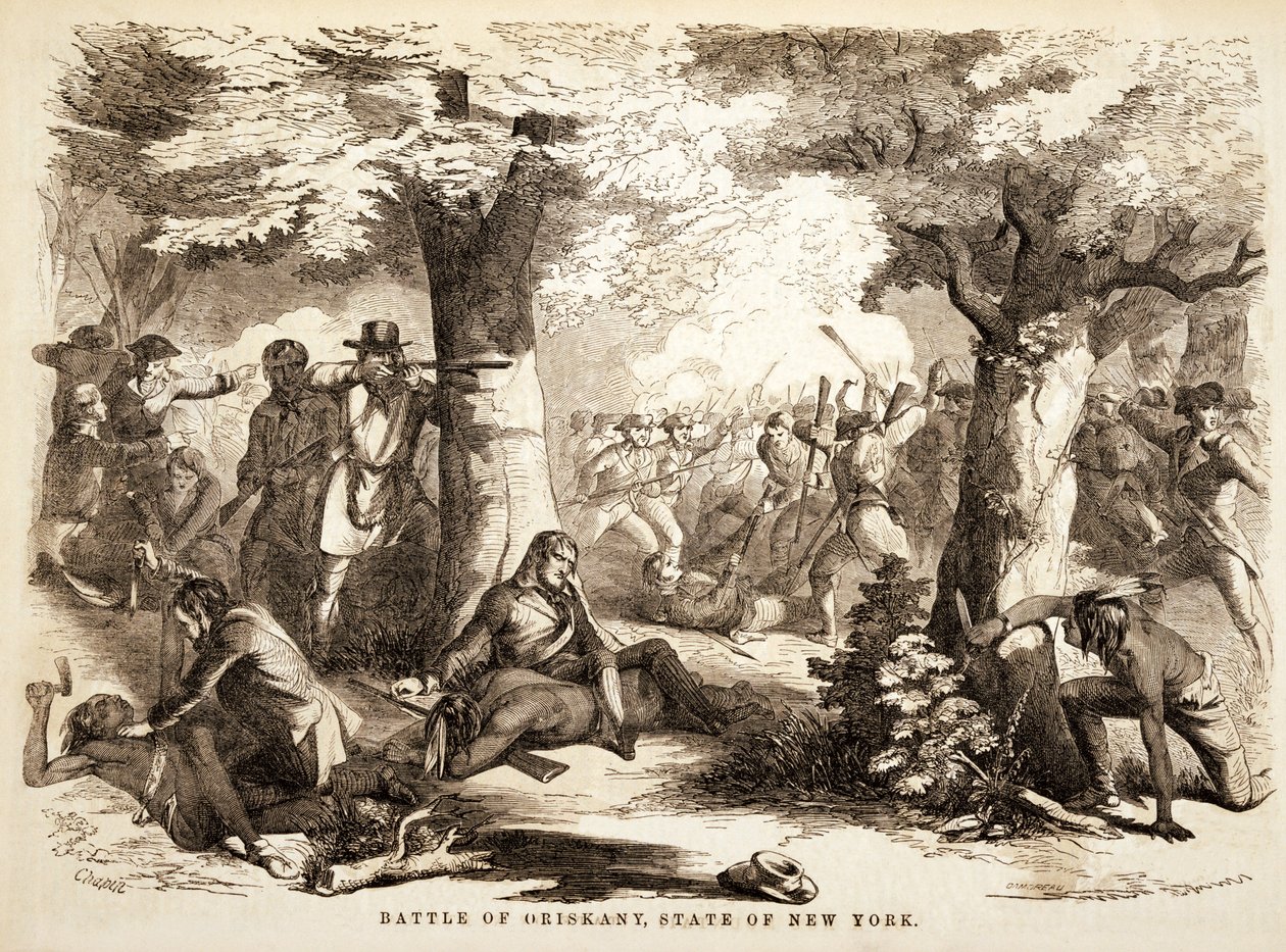 Slag bij Oriskany, Staat New York, pub. 1867 door John Reuben Chapin