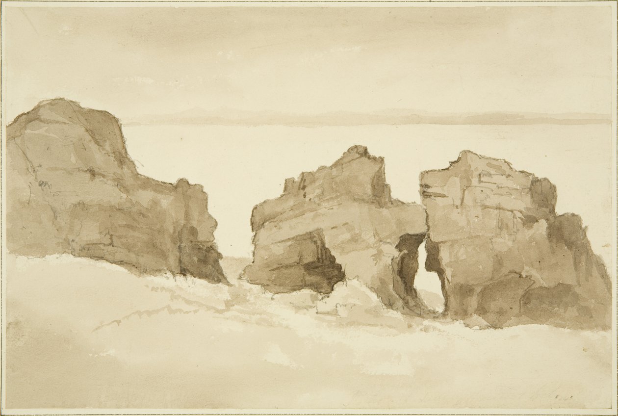Rotsen aan de noordkant van Flat Holm [Castle Rock] door John Reverend Eden