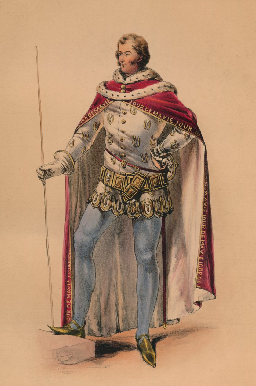 Gast in kostuum voor Queen Victorias Bal Costumé, 12 mei 1842, 1843 door John Richard Coke Smyth
