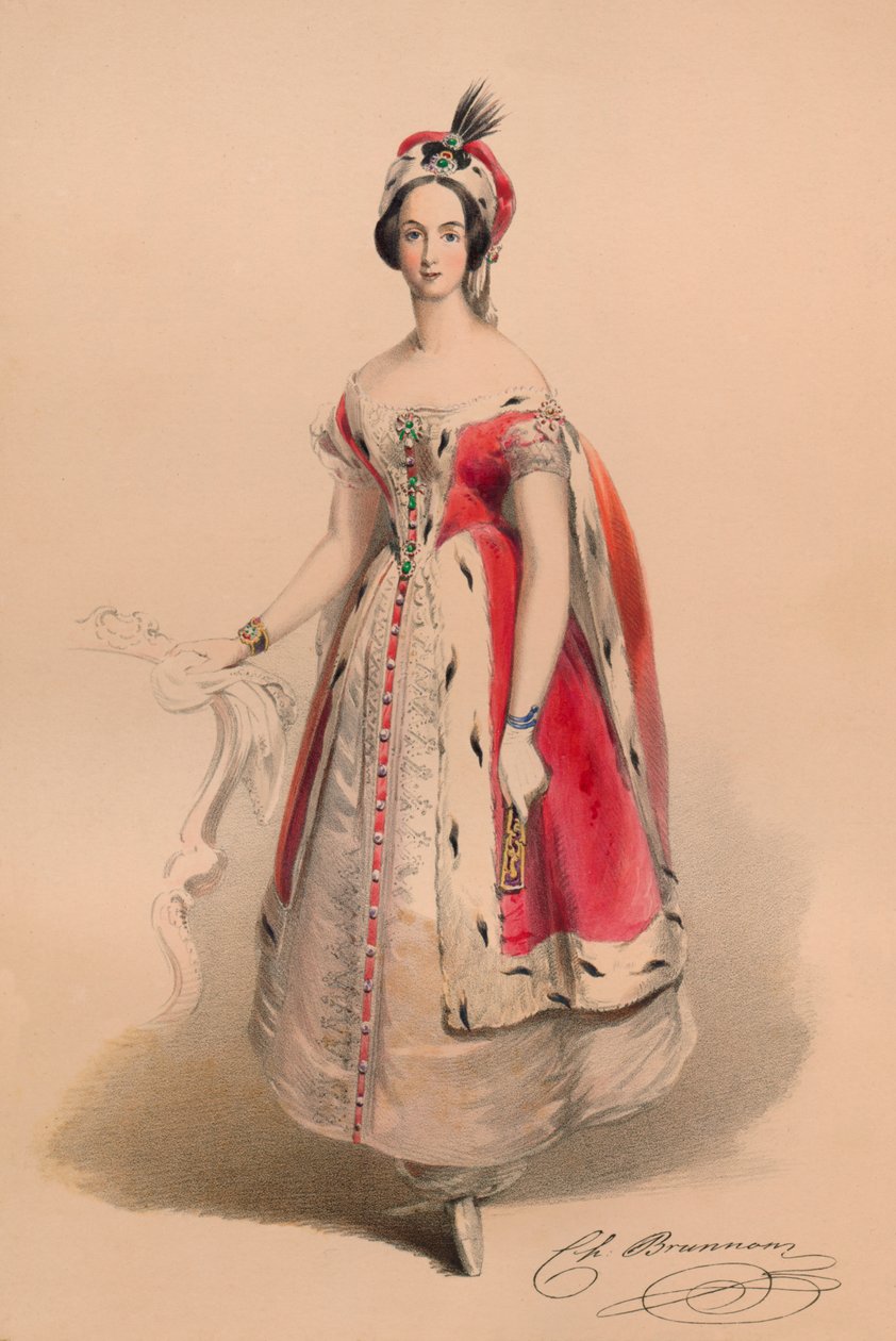 Gast in kostuum voor Queen Victoria