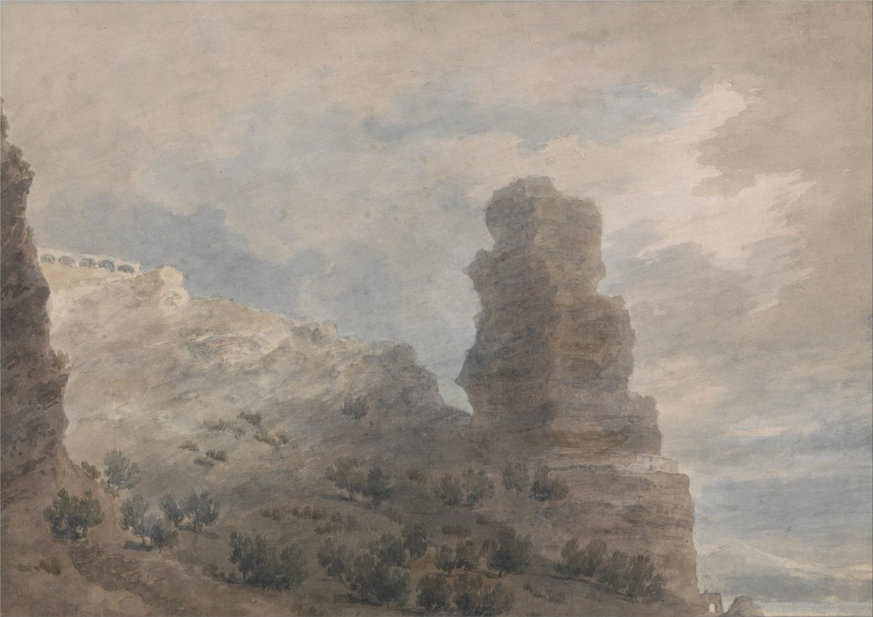 Uitzicht vanuit de herberg van Terracina door John Robert Cozens