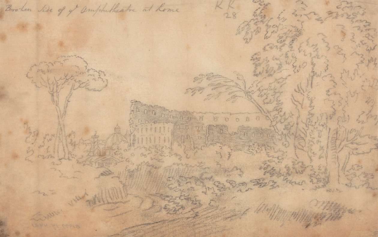 Gebroken zijde van het amfitheater in Rome door John Robert Cozens