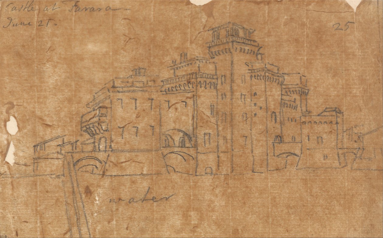 Kasteel in Ferrara, 21 juni door John Robert Cozens