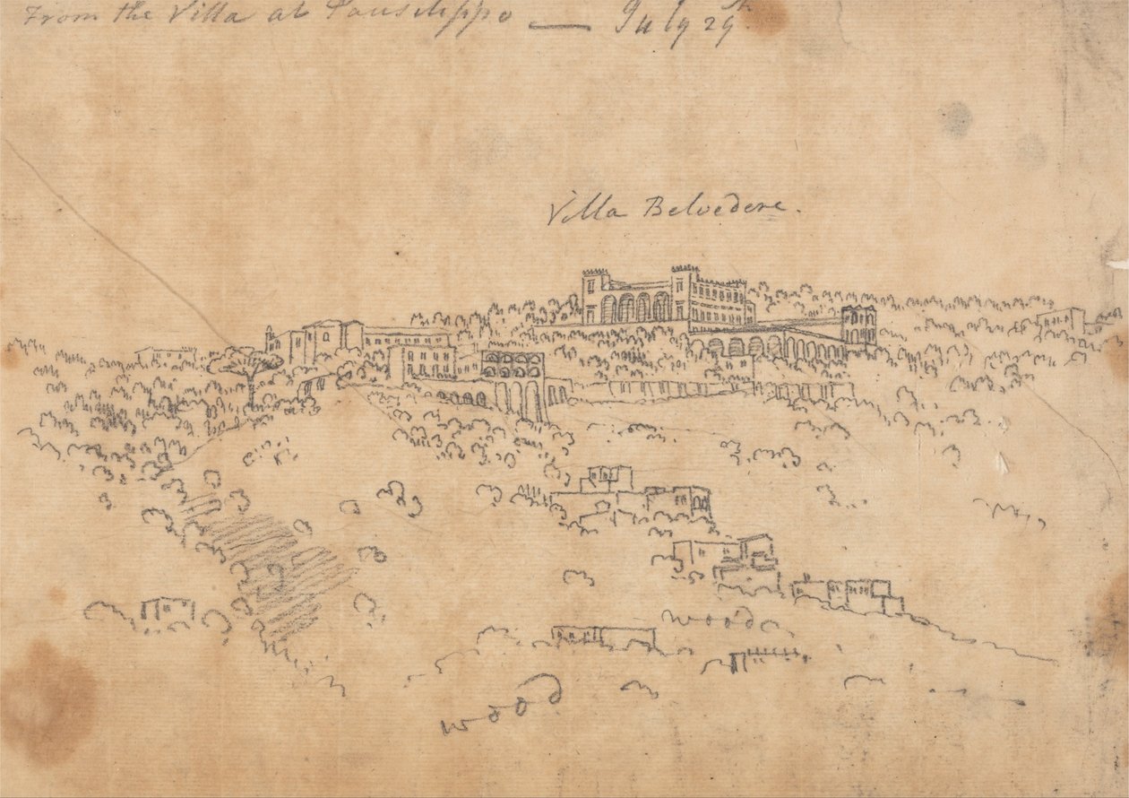 Van de villa bij Posillipo, 29 juli door John Robert Cozens