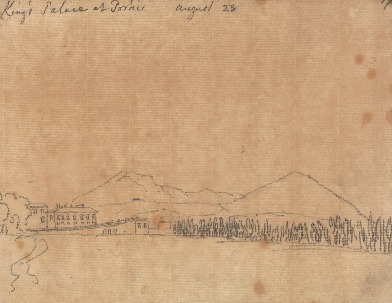 Koninklijk Paleis in Portici, 28 Augustus door John Robert Cozens