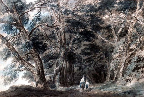 La Galleria di Sopra, boven het Meer van Albano, Italië door John Robert Cozens