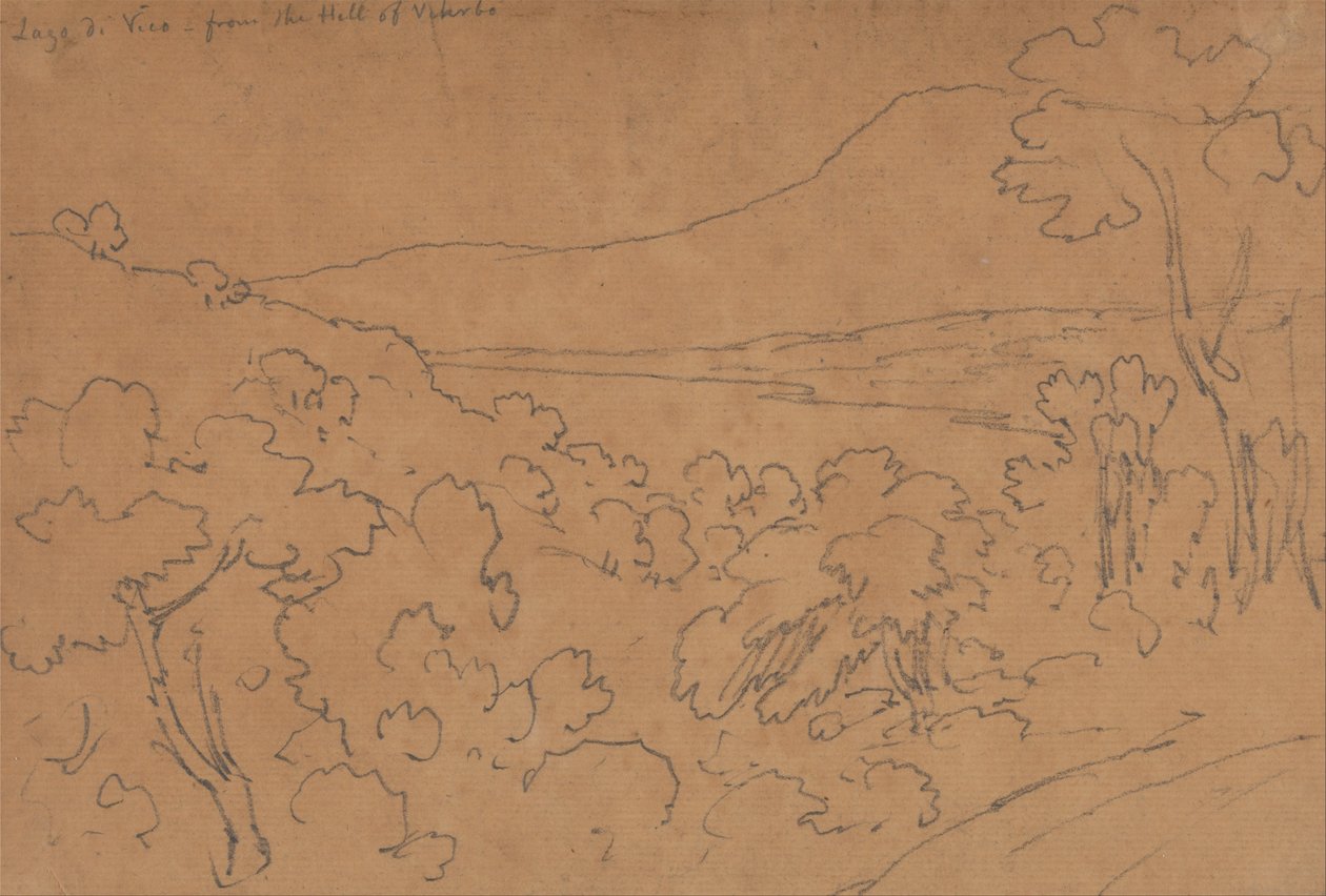 Lago di Vico vanaf de heuvel van Viterbo door John Robert Cozens