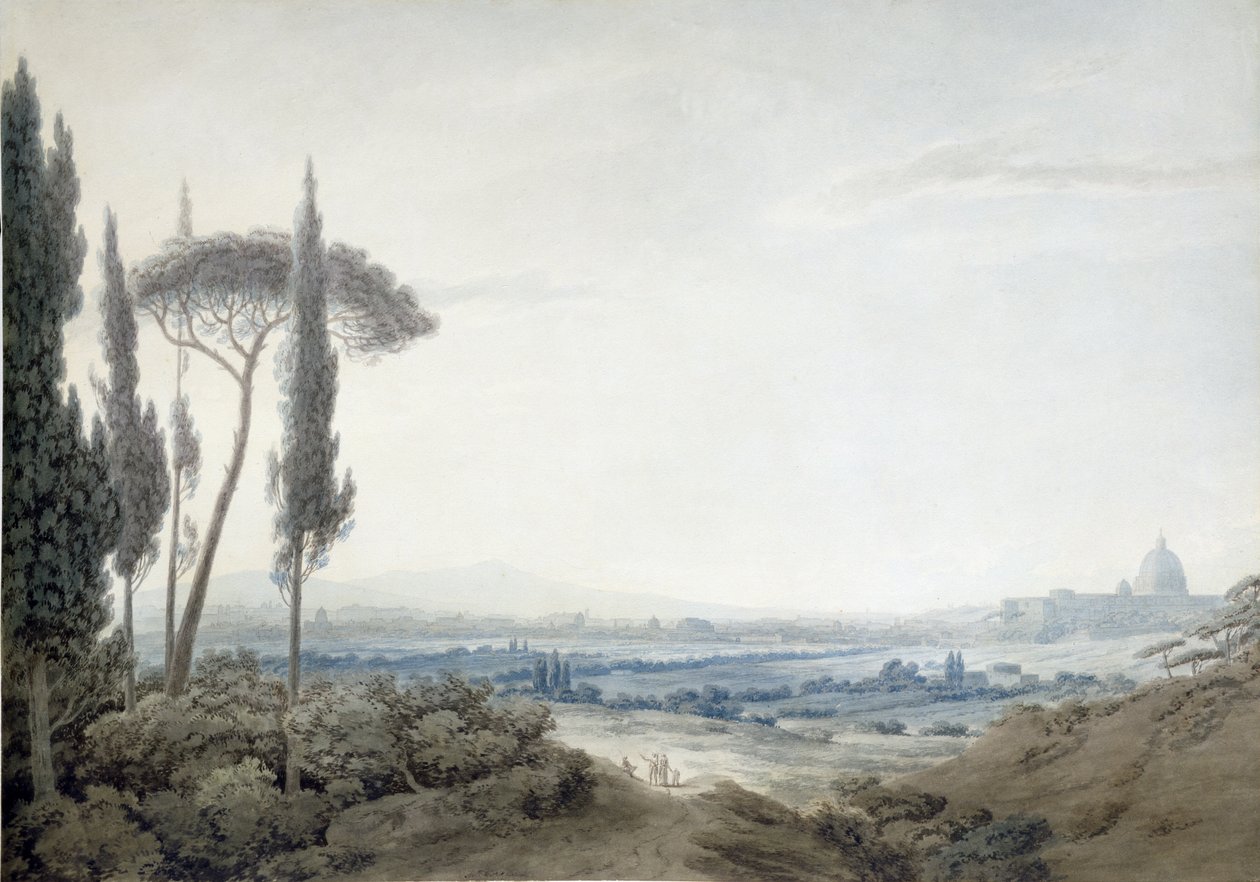 Rome vanaf de Villa Mellini door John Robert Cozens