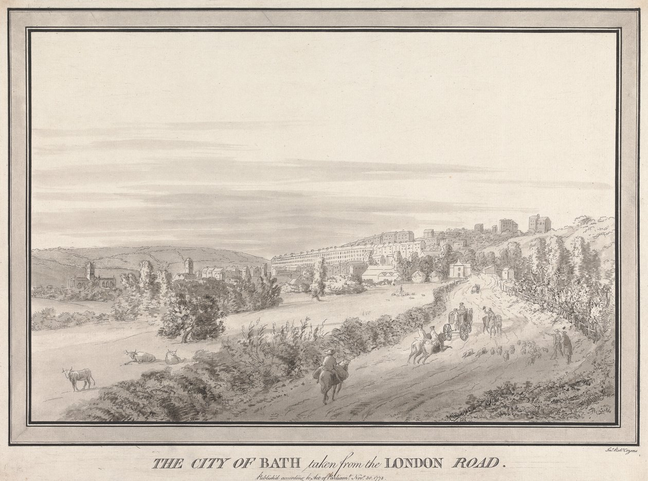 De stad Bath gezien vanaf de London Road door John Robert Cozens