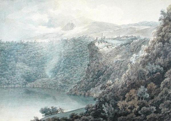 Het Meer en de Stad Nemi door John Robert Cozens