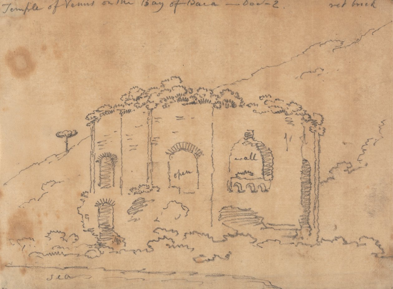 De tempel van Venus aan de baai van Baia, 2 december door John Robert Cozens