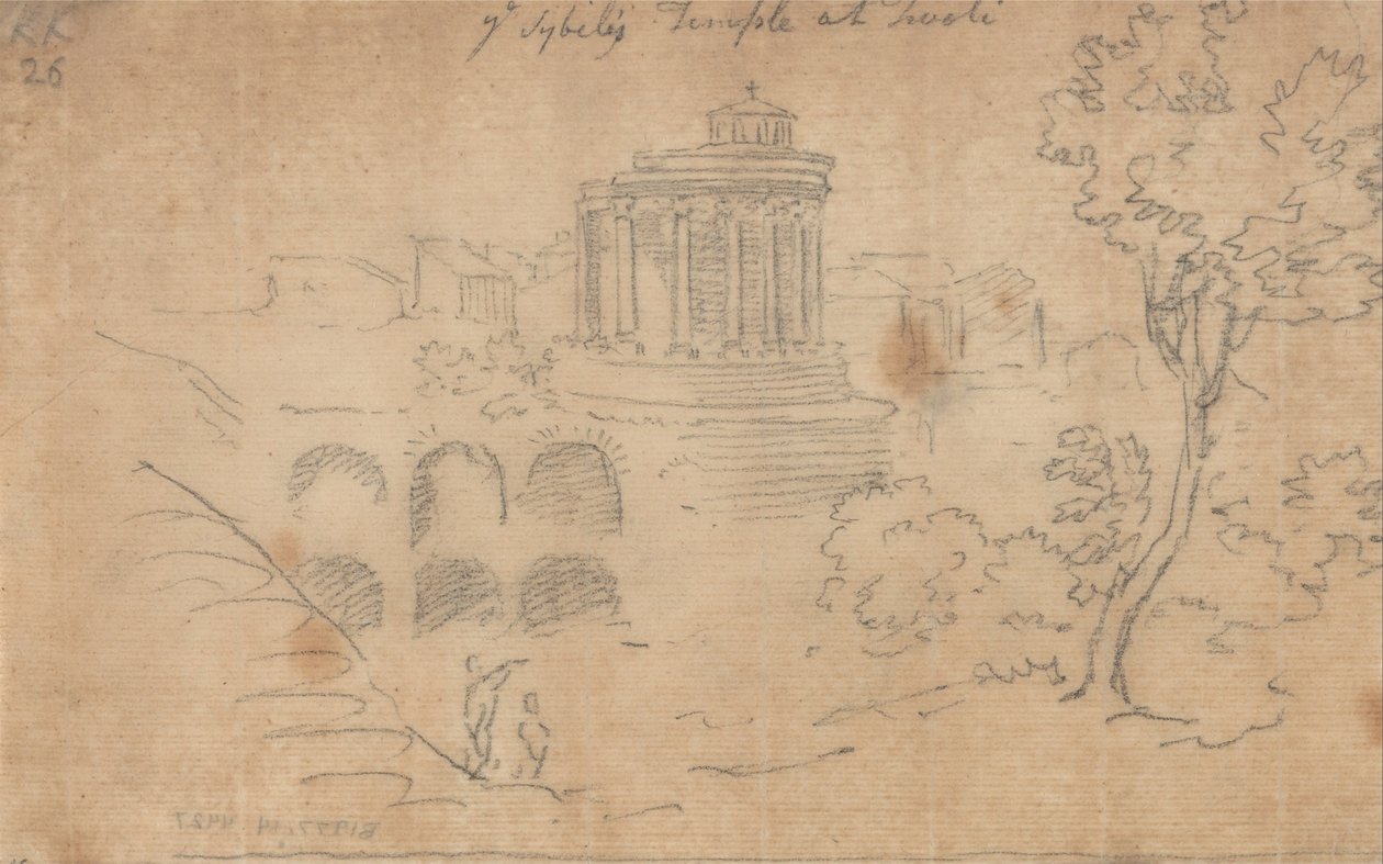 De Tempel van de Sibylle in Tivoli door John Robert Cozens