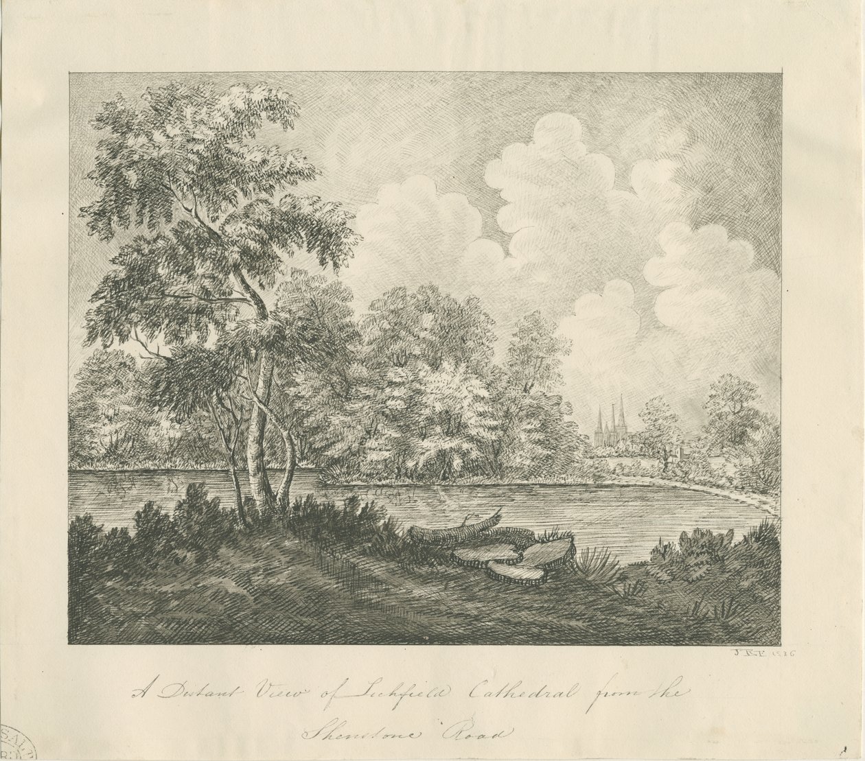 Lichfield Cathedral - West Zuidwest uitzicht (veraf) door John Robert Fernyhough