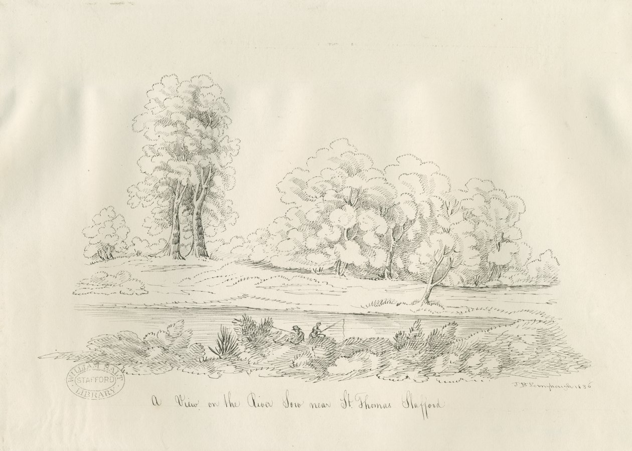 Stafford - Rivier Sow: pen en inkt tekening door John Robert Fernyhough