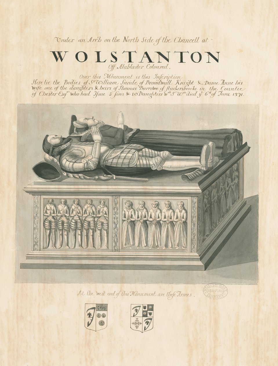 Graf van Sir William Sneide en Dame Anne in de kerk van Wolstanton door John Robert Fernyhough