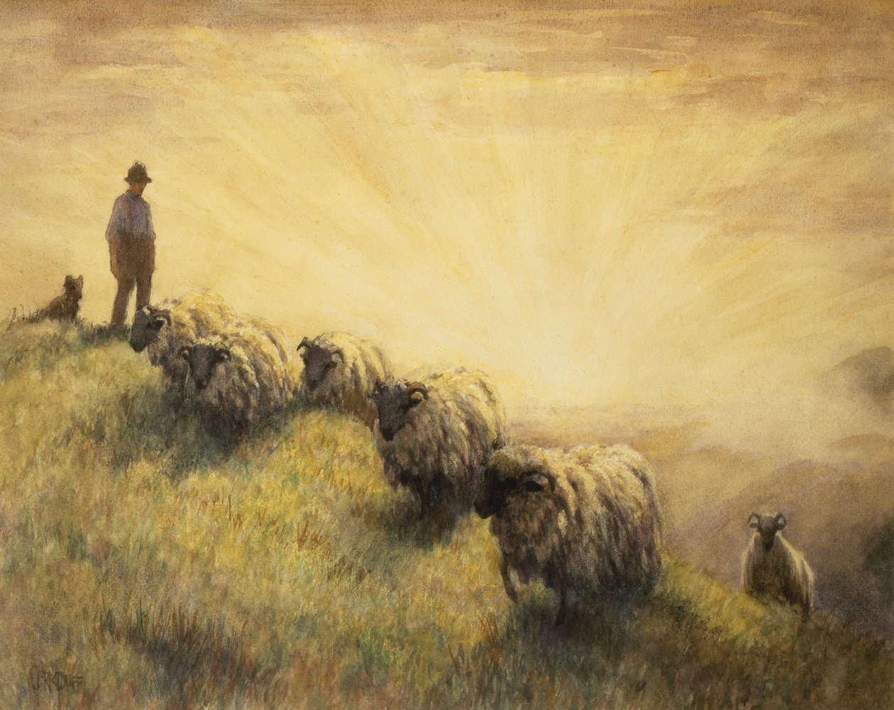 Herder Brengt Zijn Kudde Thuis door John Robert Keitley Duff