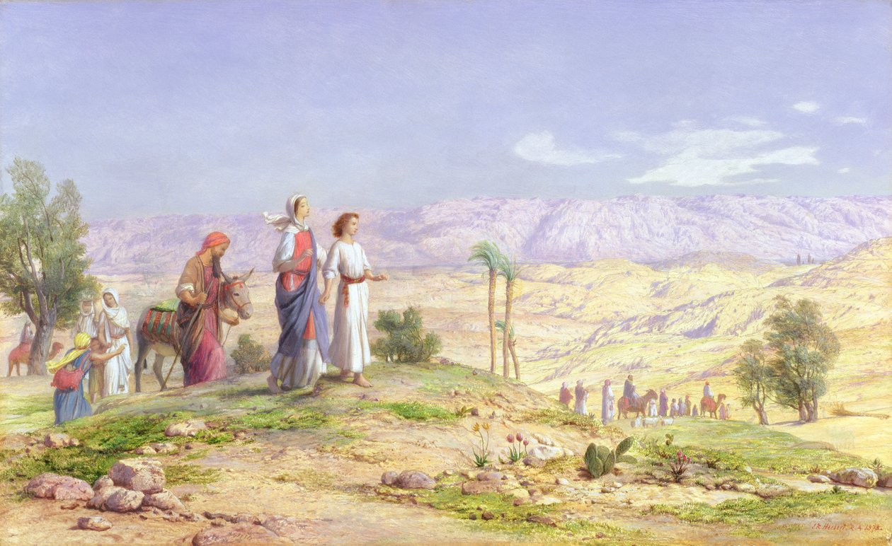 De Heilige Familie nadert Jeruzalem vanuit Nazareth, 1878 door John Rogers Herbert