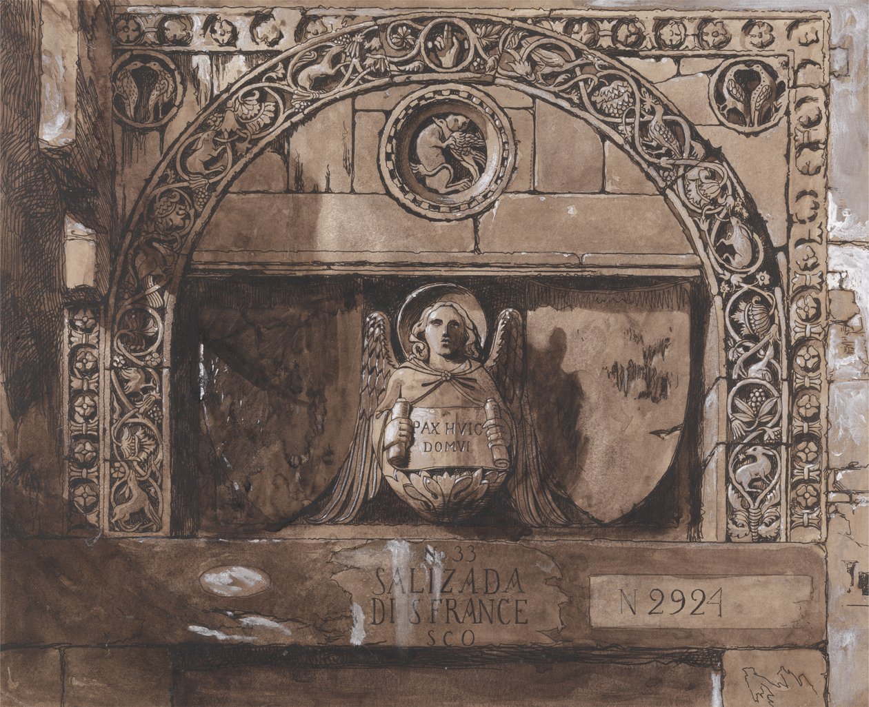 Deurkop van het Palazzo Contarini della Porta di Ferro door John Ruskin