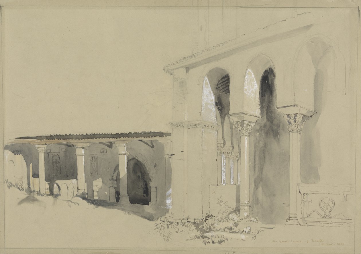 Het Grote Plein in Torcello, 1850 door John Ruskin