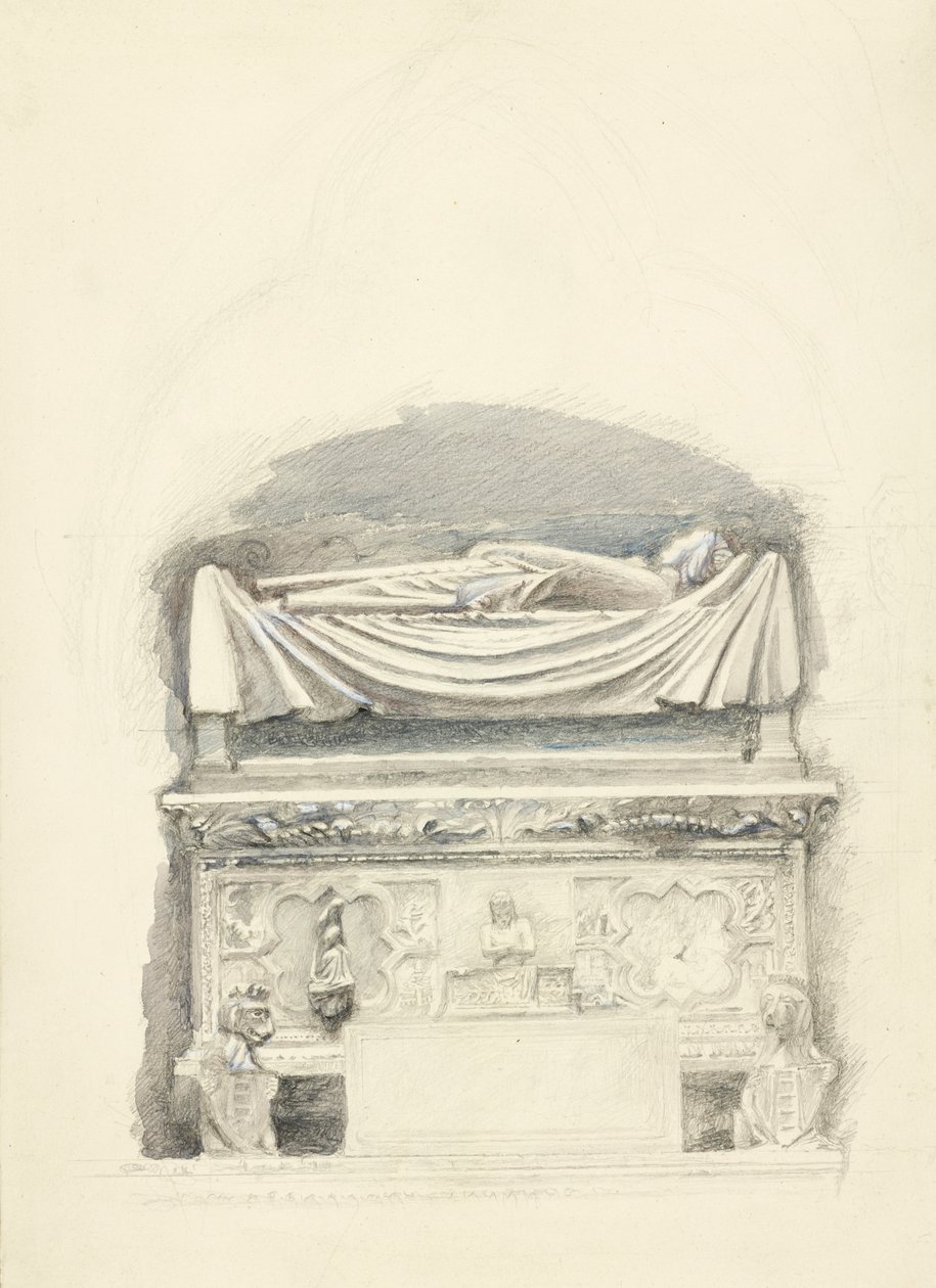 Het sarcofaag en de beeltenis van het graf van Cangrande I della Scala, Verona, 21 mei-1 juli 1869 door John Ruskin