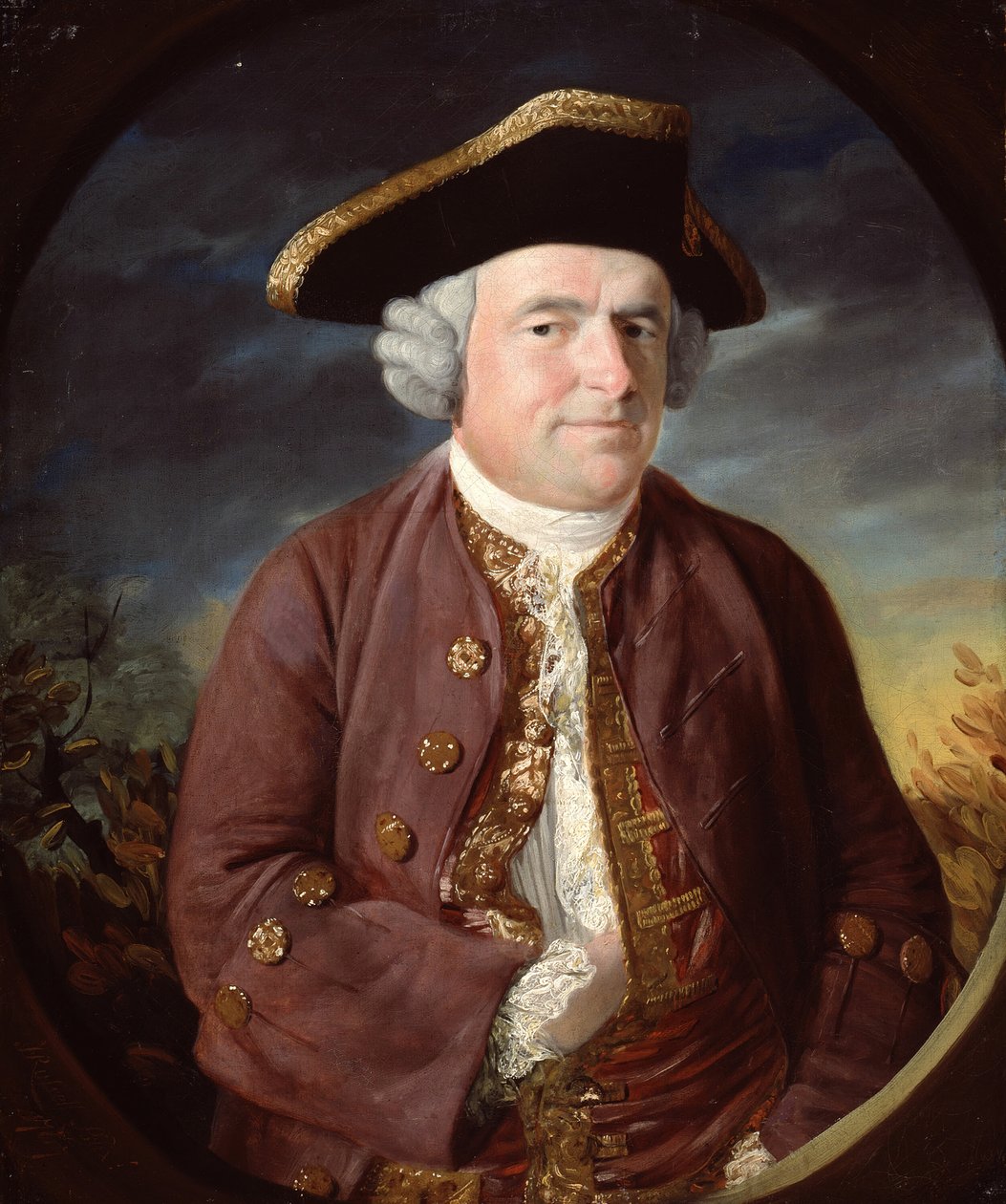 Portret van een man met een driekantige hoed door John Russell