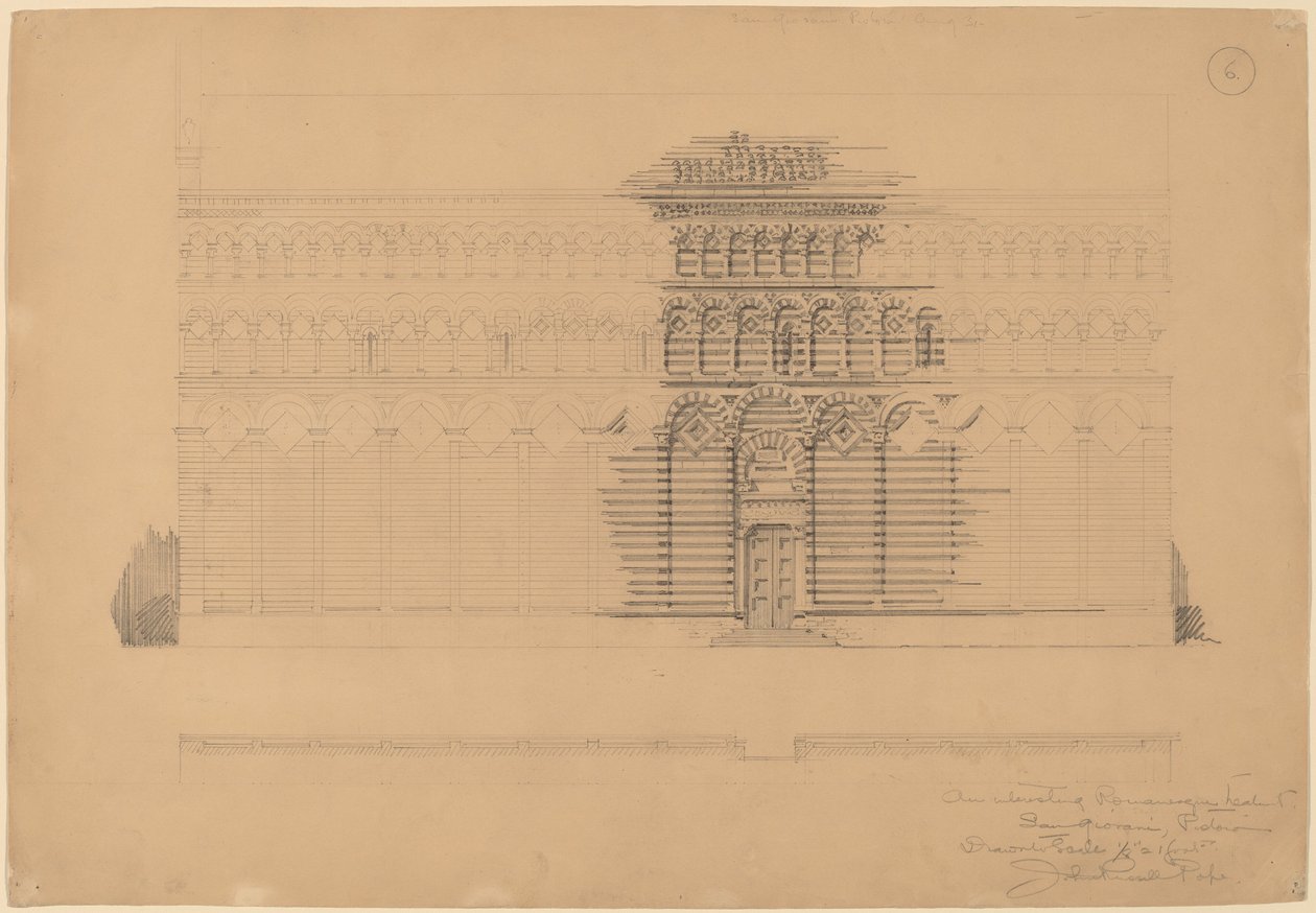 Een Interessante Romaanse Behandeling, San Giovanni, Pistoia door John Russell Pope
