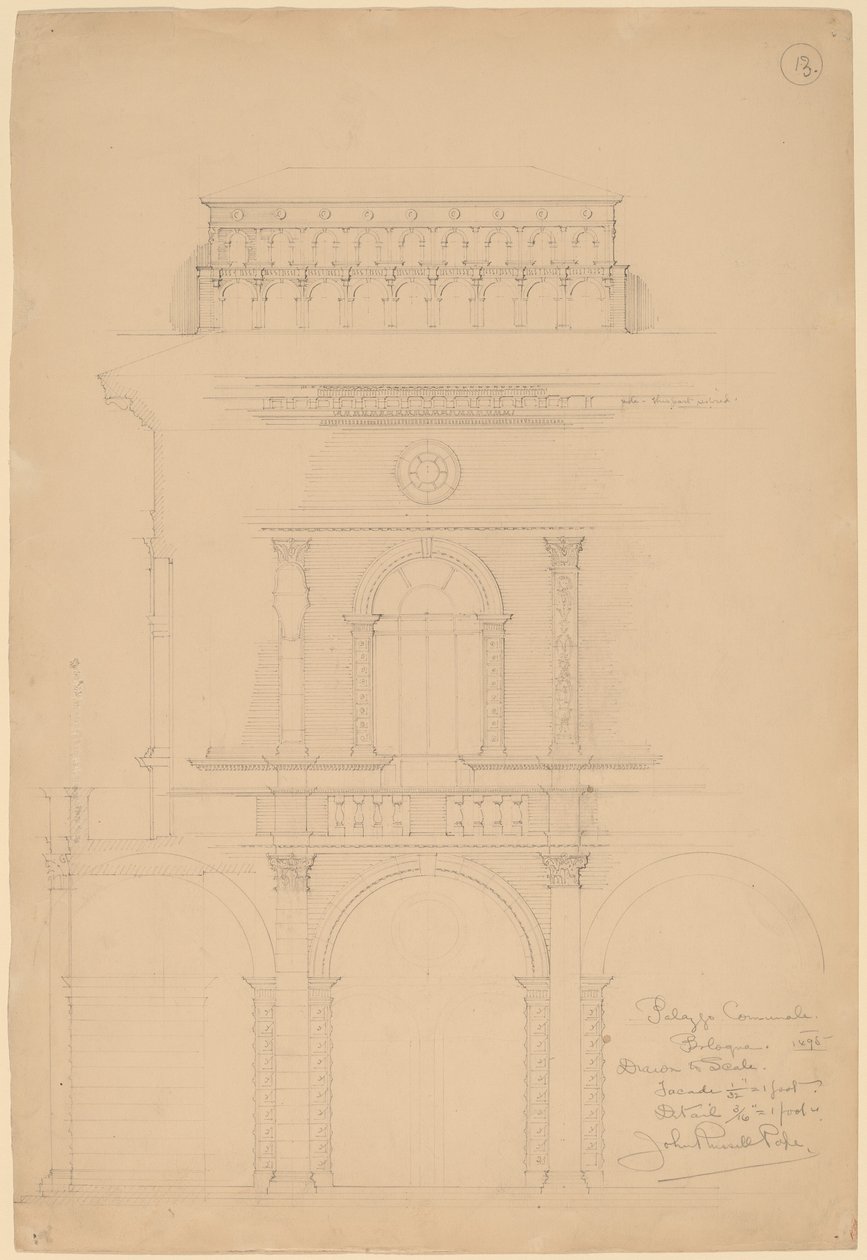 Palazzo Communale, Bologna door John Russell Pope