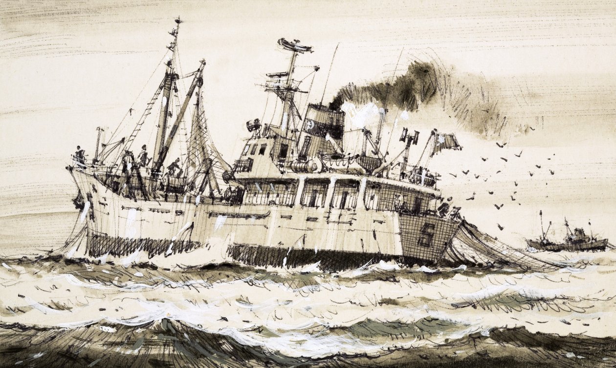 Een Sovjet vissersschip in de Noordzee door John S. Smith