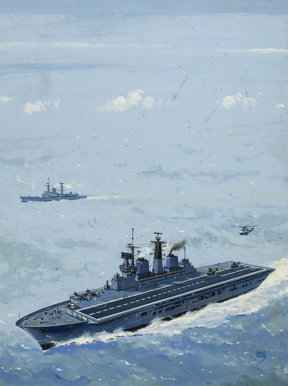 HMS Invincible (gouache op papier) door John S. Smith