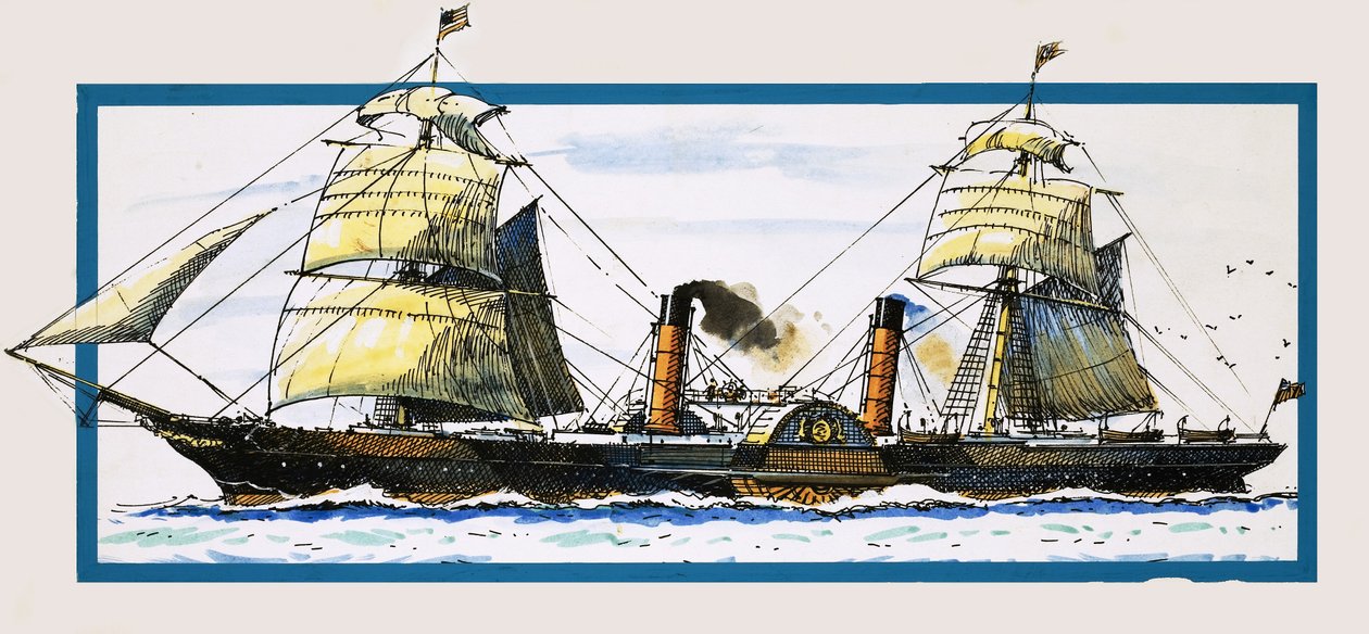 Het Britse raderstoomschip Persia door John S. Smith
