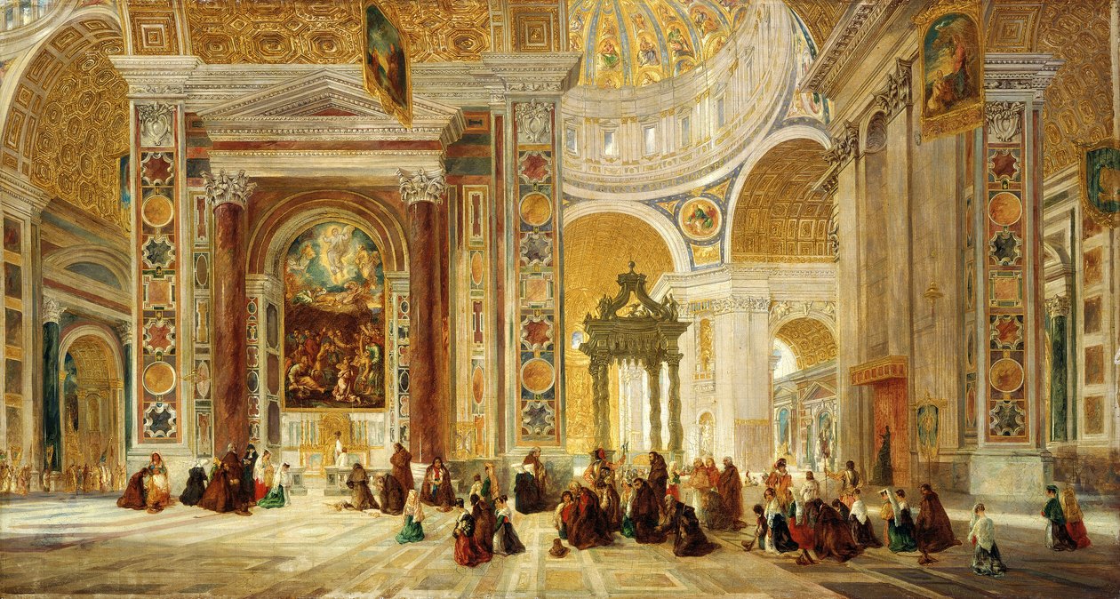 Interieur van de Sint-Pieter, Rome door John Scarlett Davis