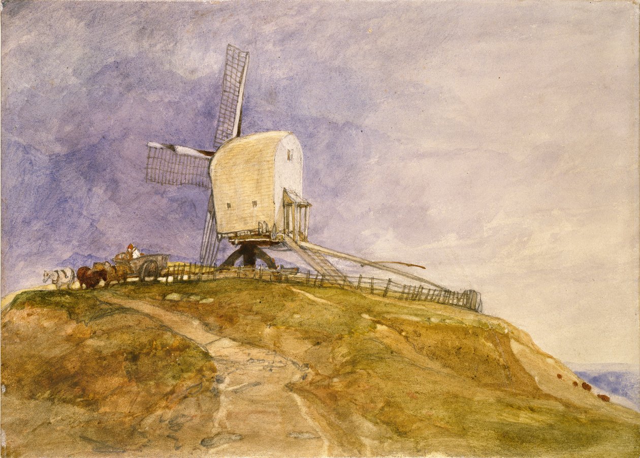 Een windmolen op een heuvel in Eye, Suffolk, begin 19e eeuw door John Sell Cotman