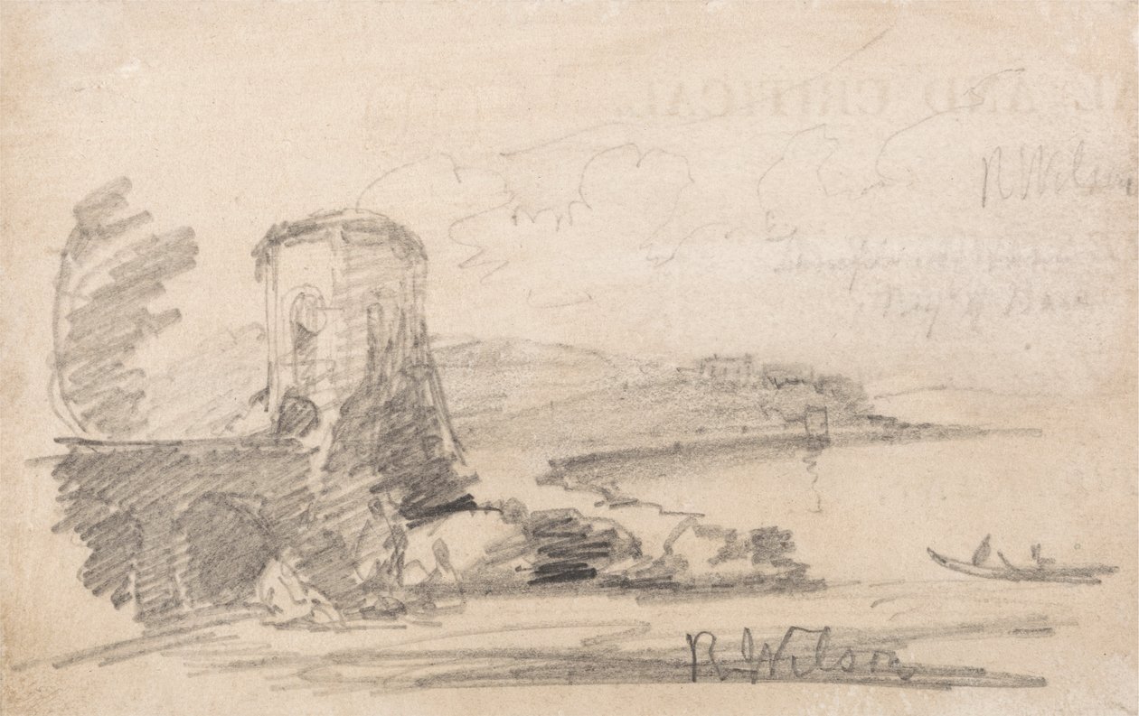 Brug en toren, naar Richard Wilson door John Sell Cotman