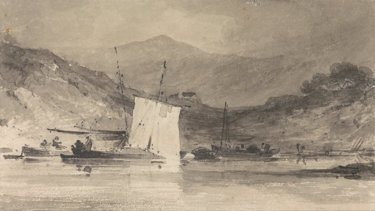 Cader Idris vanaf de Mawddach riviermonding boven Barmouth door John Sell Cotman