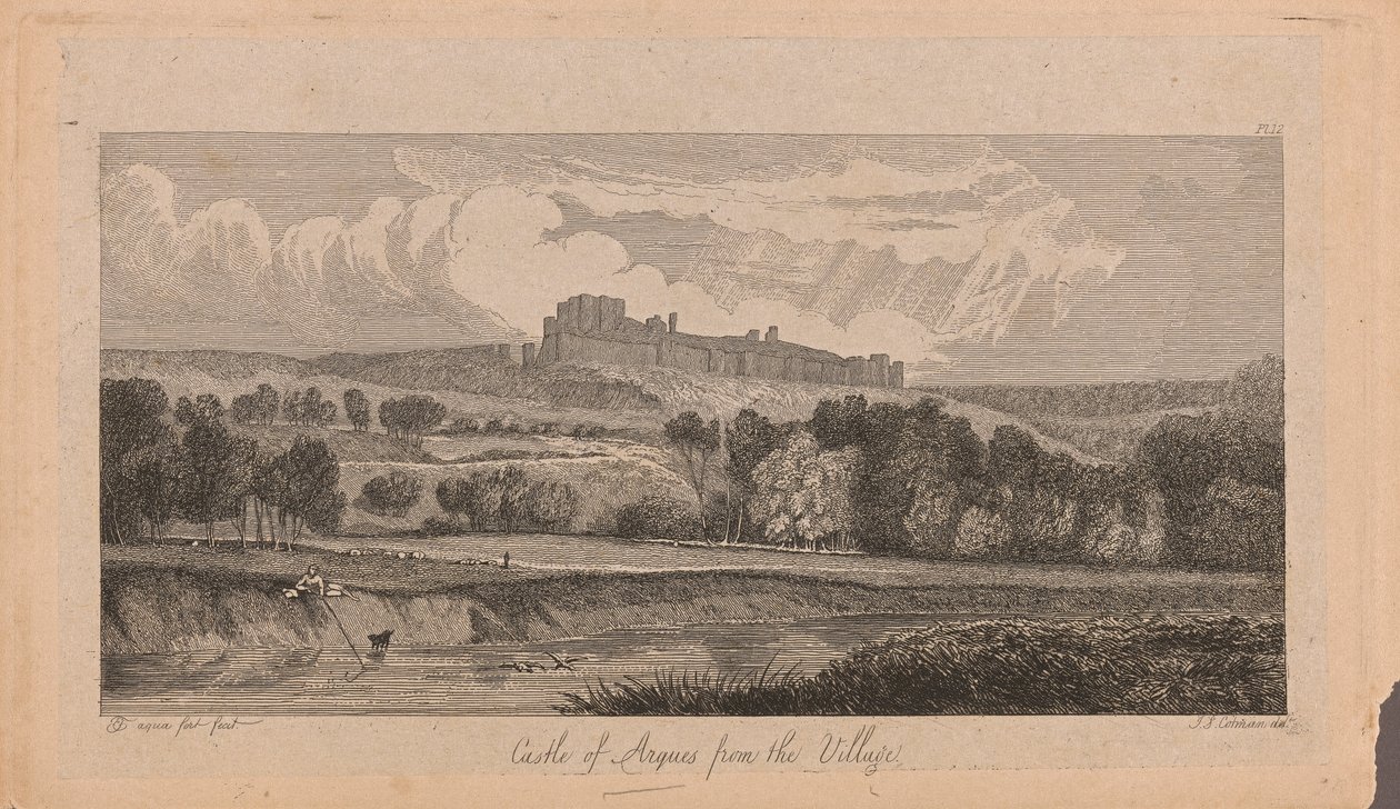 Kasteel van Argues vanaf het Dorp door John Sell Cotman