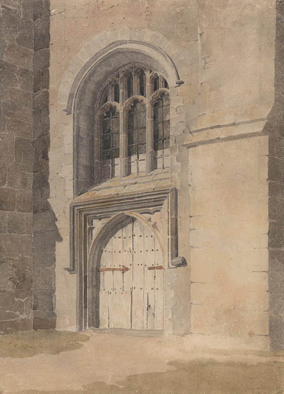 Deuropening en raam van een kerk door John Sell Cotman